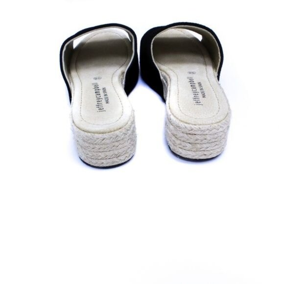 Jeffrey Campbell Black Suede Espadrille Slip-On Platform Sandals - Picture 7 of 7